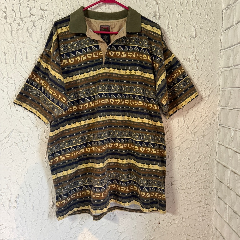 Vintage Duxbak Men’s Multicolor Patterned Polo Shirt Boxy Fit